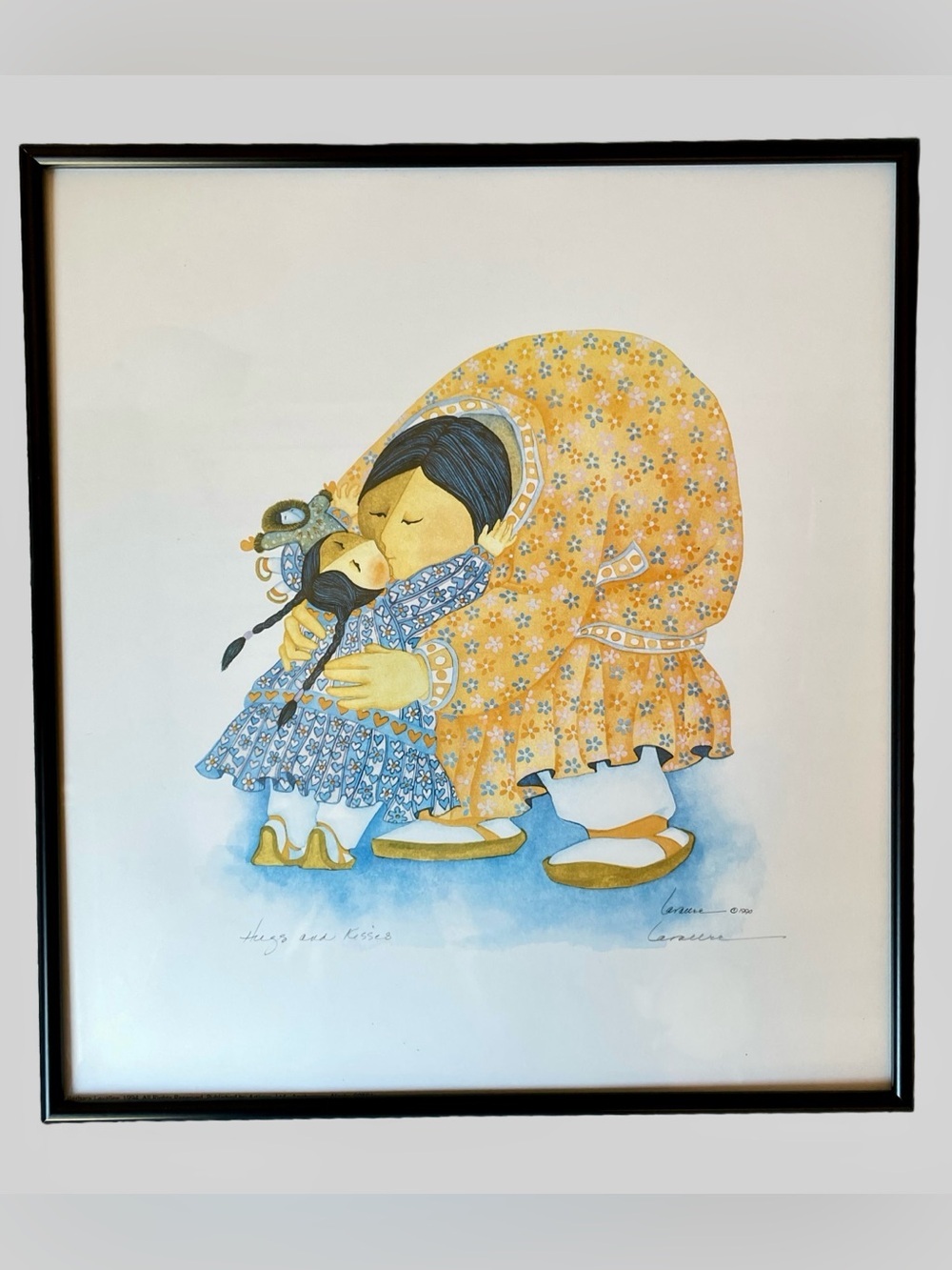 Barbara Lavallee Hugs and Kisses Framed Art Print 1990 13.5x12.5​